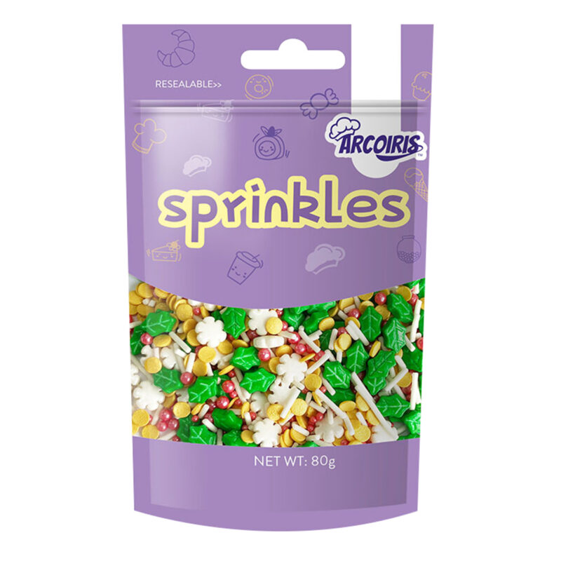 Sprinkles mezcla navideña con copo y hoja. 900342