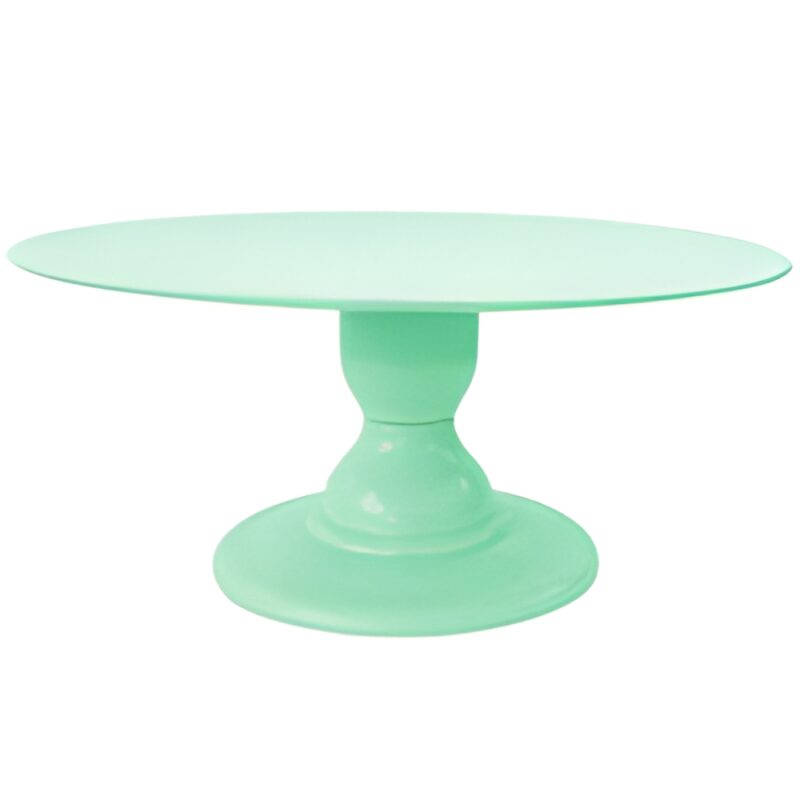 Pedestal Torneada Verde Alto 13.5 Plato Liso 32 cm